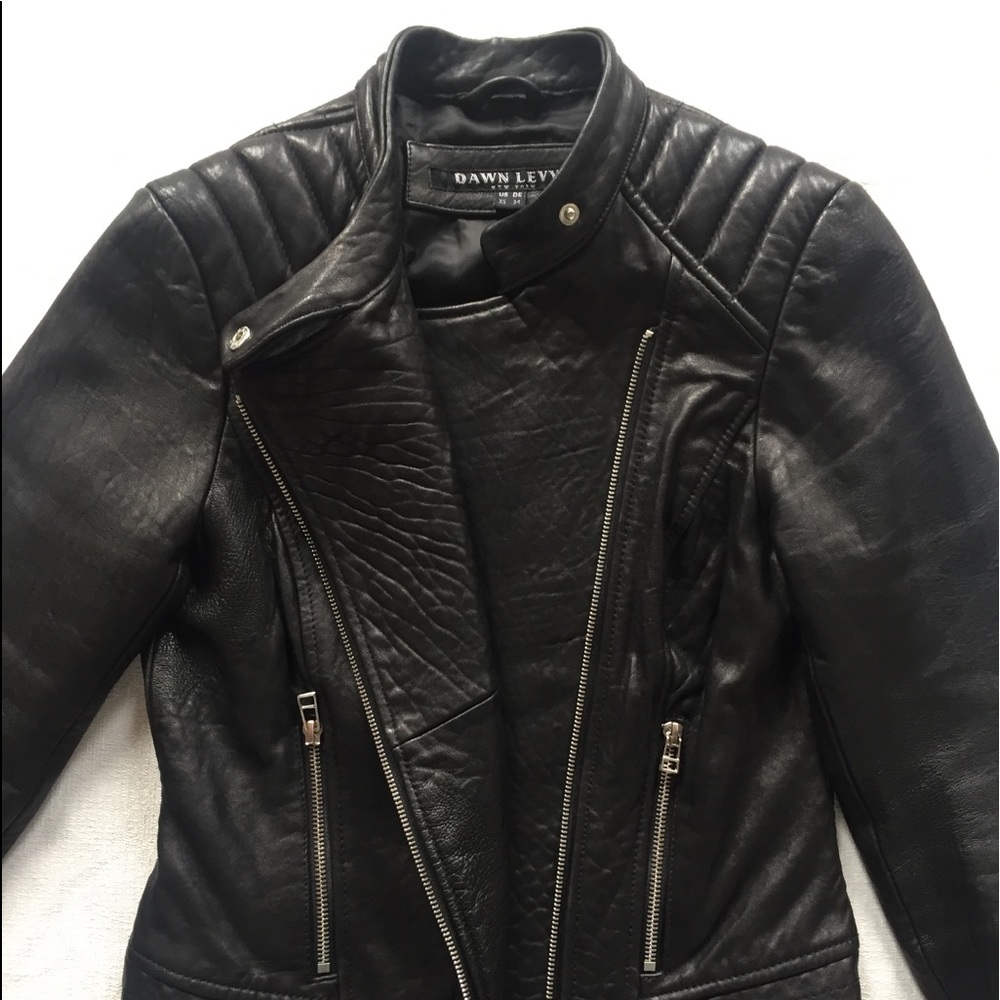 Dawn Levy 100% leather motor biker jacket